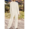 MEROKEETY Womens Cute Fuzzy Lounge Set Cozy Fall Pajamas(Beige)