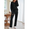 MEROKEETY Womens Cute Fuzzy Lounge Set Cozy Fall Pajamas(Black)