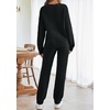 MEROKEETY Womens Cute Fuzzy Lounge Set Cozy Fall Pajamas(Black)