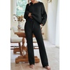 MEROKEETY Womens Cute Fuzzy Lounge Set Cozy Fall Pajamas(Black)
