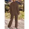 MEROKEETY Womens Cute Fuzzy Lounge Set Cozy Fall Pajamas(Coffee)