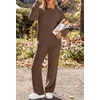 MEROKEETY Womens Cute Fuzzy Lounge Set Cozy Fall Pajamas(Coffee)