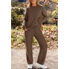 MEROKEETY Womens Cute Fuzzy Lounge Set Cozy Fall Pajamas(Coffee)