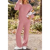 MEROKEETY Womens Cute Fuzzy Lounge Set Cozy Fall Pajamas(Darkpink)