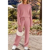 MEROKEETY Womens Cute Fuzzy Lounge Set Cozy Fall Pajamas(Darkpink)