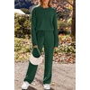 MEROKEETY Womens Cute Fuzzy Lounge Set Cozy Fall Pajamas(Green)