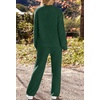MEROKEETY Womens Cute Fuzzy Lounge Set Cozy Fall Pajamas(Green)