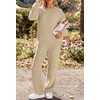 MEROKEETY Womens Cute Fuzzy Lounge Set Cozy Fall Pajamas(Khaki)
