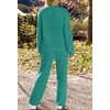 MEROKEETY Womens Cute Fuzzy Lounge Set Cozy Fall Pajamas(Lakegreen)