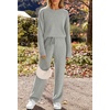 MEROKEETY Womens Cute Fuzzy Lounge Set Cozy Fall Pajamas(Lightgrey)