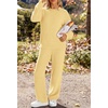 MEROKEETY Womens Cute Fuzzy Lounge Set Cozy Fall Pajamas(Lightyellow)