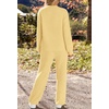 MEROKEETY Womens Cute Fuzzy Lounge Set Cozy Fall Pajamas(Lightyellow)