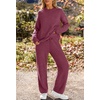 MEROKEETY Womens Cute Fuzzy Lounge Set Cozy Fall Pajamas(Maroon)
