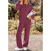 MEROKEETY Womens Cute Fuzzy Lounge Set Cozy Fall Pajamas(Maroon)