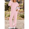 MEROKEETY Womens Cute Fuzzy Lounge Set Cozy Fall Pajamas(Pink)
