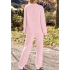 MEROKEETY Womens Cute Fuzzy Lounge Set Cozy Fall Pajamas(Pink)