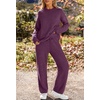 MEROKEETY Womens Cute Fuzzy Lounge Set Cozy Fall Pajamas(Plum)