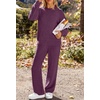 MEROKEETY Womens Cute Fuzzy Lounge Set Cozy Fall Pajamas(Plum)