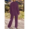 MEROKEETY Womens Cute Fuzzy Lounge Set Cozy Fall Pajamas(Plum)