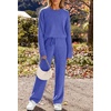 MEROKEETY Womens Cute Fuzzy Lounge Set Cozy Fall Pajamas(Royal)