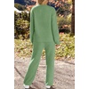 MEROKEETY Womens Cute Fuzzy Lounge Set Cozy Fall Pajamas(Seagrass)