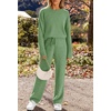 MEROKEETY Womens Cute Fuzzy Lounge Set Cozy Fall Pajamas(Seagrass)