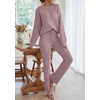 MEROKEETY Womens Cute Fuzzy Lounge Set Cozy Fall Pajamas(Taro)