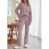 MEROKEETY Womens Cute Fuzzy Lounge Set Cozy Fall Pajamas(Taro)