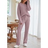 MEROKEETY Womens Cute Fuzzy Lounge Set Cozy Fall Pajamas(Taro)