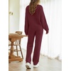 MEROKEETY Womens Cute Fuzzy Lounge Set Cozy Fall Pajamas(Wine)