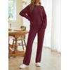 MEROKEETY Womens Cute Fuzzy Lounge Set Cozy Fall Pajamas(Wine)