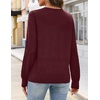 MEROKEETY Women’s Fall Lace V Neck Button Up Cardigan Sweaters Trendy Work(Burgundy)