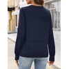 MEROKEETY Women’s Fall Lace V Neck Button Up Cardigan Sweaters Trendy Work(Navy)