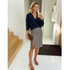 MEROKEETY Women’s Fall Lace V Neck Button Up Cardigan Sweaters Trendy Work(Navy)