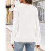 MEROKEETY Women’s Fall Lace V Neck Button Up Cardigan Sweaters Trendy Work(White)
