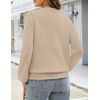 MEROKEETY Womens Fall Lightweight Sweater Long Sleeve Eyelet Pullover Tops(Apricot)