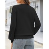 MEROKEETY Womens Fall Lightweight Sweater Long Sleeve Eyelet Pullover Tops(Black)