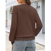 MEROKEETY Womens Fall Lightweight Sweater Long Sleeve Eyelet Pullover Tops(Coffee)