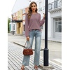 MEROKEETY Womens Fall Lightweight Sweater Long Sleeve Eyelet Pullover Tops(Greypurple)