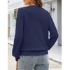 MEROKEETY Womens Fall Lightweight Sweater Long Sleeve Eyelet Pullover Tops(Navy)