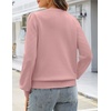 MEROKEETY Womens Fall Lightweight Sweater Long Sleeve Eyelet Pullover Tops(Pink)
