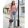 MEROKEETY Womens Fall Lightweight Sweater Long Sleeve Eyelet Pullover Tops(Pink)