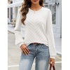 MEROKEETY Womens Fall Lightweight Sweater Long Sleeve Eyelet Pullover Tops(White)