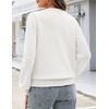 MEROKEETY Womens Fall Lightweight Sweater Long Sleeve Eyelet Pullover Tops(White)