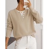 MEROKEETY Womens Fall Oversized Pullover Sweater Layered Neck Henley Tops(Apricot)