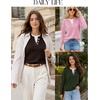 MEROKEETY Womens Fall Oversized Pullover Sweater Layered Neck Henley Tops(Coffee)