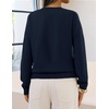 MEROKEETY Womens Fall Oversized Pullover Sweater Layered Neck Henley Tops(Navy)