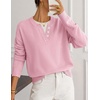 MEROKEETY Womens Fall Oversized Pullover Sweater Layered Neck Henley Tops(Pink)