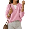 MEROKEETY Womens Fall Oversized Pullover Sweater Layered Neck Henley Tops(Pink)
