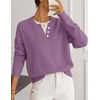 MEROKEETY Womens Fall Oversized Pullover Sweater Layered Neck Henley Tops(Purple)